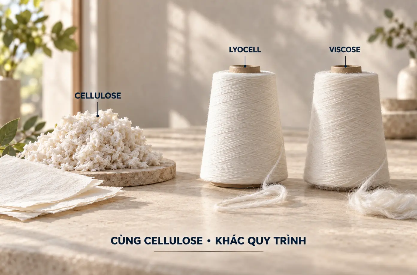 So sánh Lyocell và viscose cùng bắt đầu từ cellulose nhưng khác quy trình sản xuất