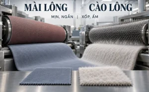 Máy mài lông và máy cào lông tạo hai bề mặt vải khác nhau