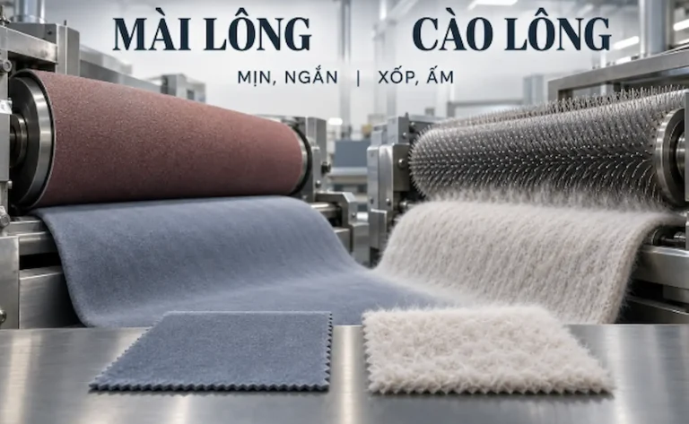 Máy mài lông và máy cào lông tạo hai bề mặt vải khác nhau
