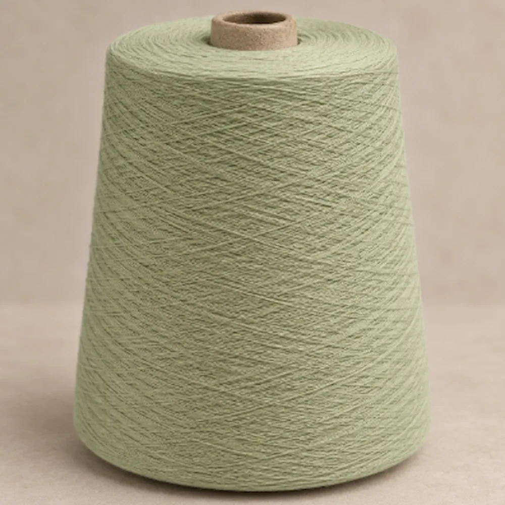 Sợi cotton 32/1 chải kỹ nhuộm màu từ cotton Australia dạng cone màu xanh lá