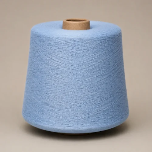 Sợi cotton đốt lông gas Ne 60/2 màu xanh nhạt quấn cone
