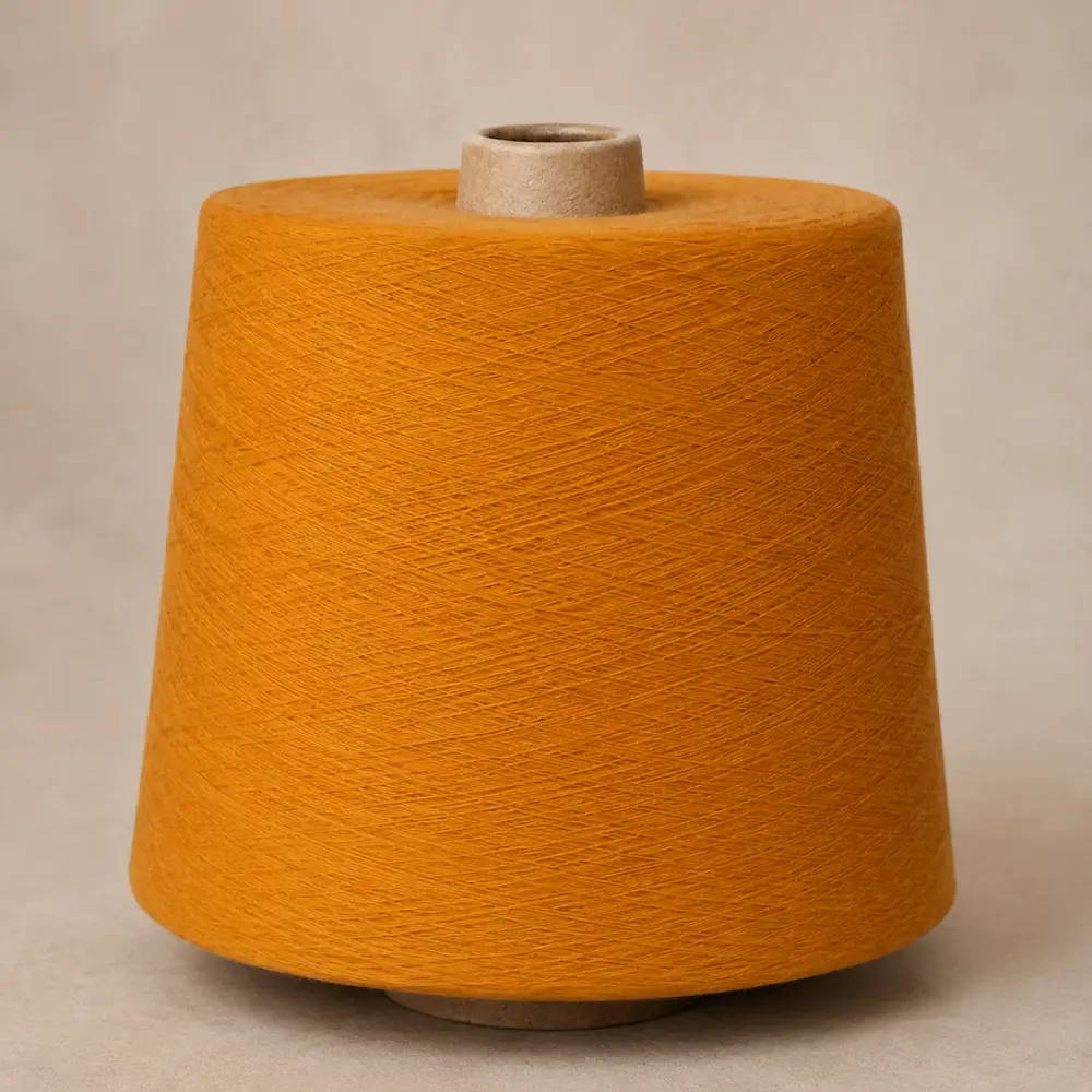 Cone sợi cotton mercerized 100% cotton 50S/1 màu cam cho dệt kim và dệt thoi