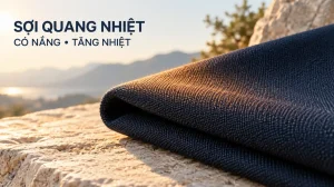Mẫu vải sợi quang nhiệt màu xanh đậm được chiếu sáng ngoài trời