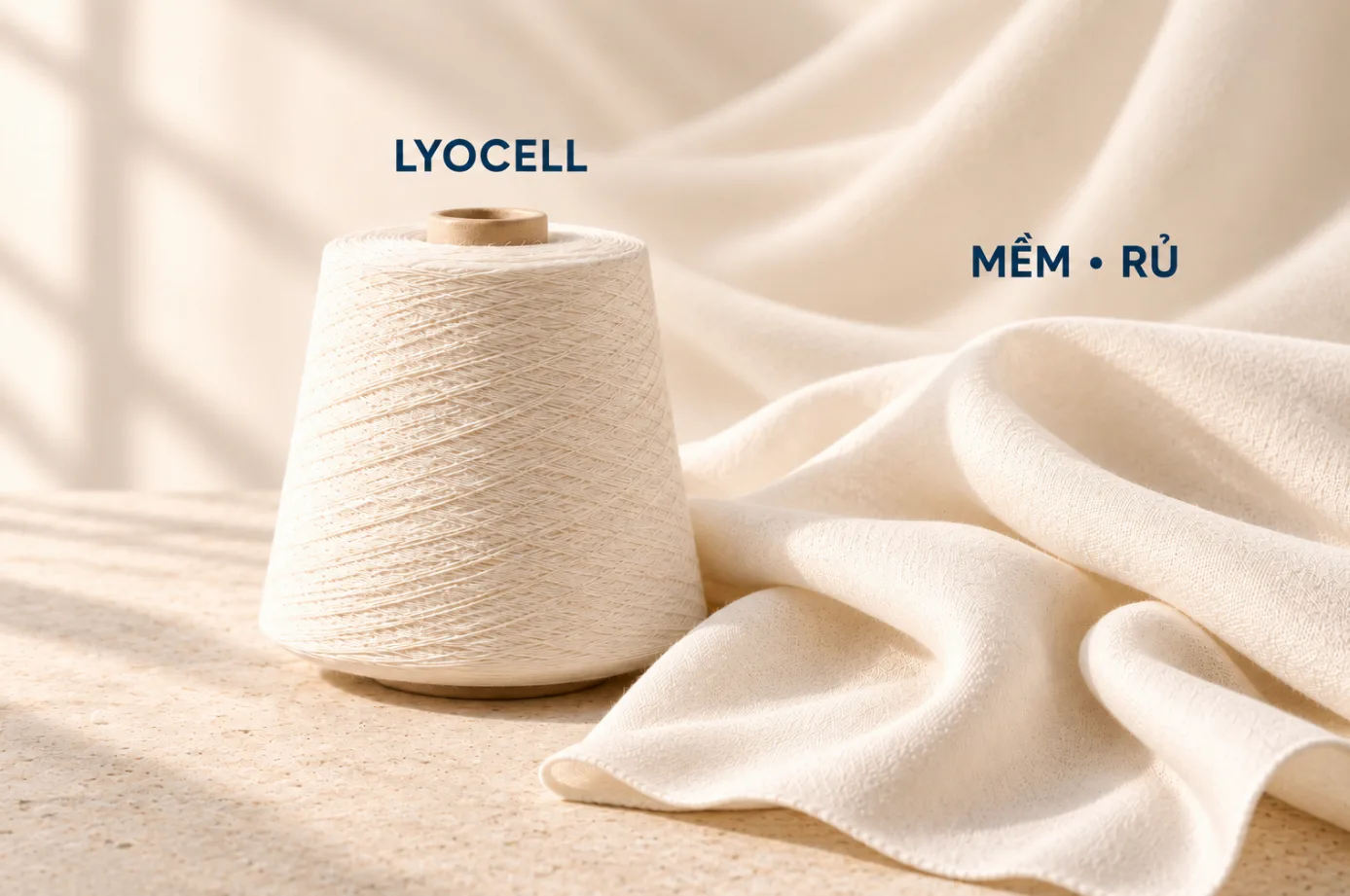 Sợi Lyocell mềm, rủ với bề mặt vải tự nhiên