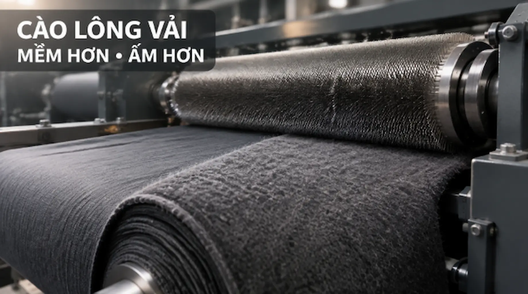 Máy cào lông xử lý bề mặt vải mềm và xốp cho sản phẩm mùa lạnh