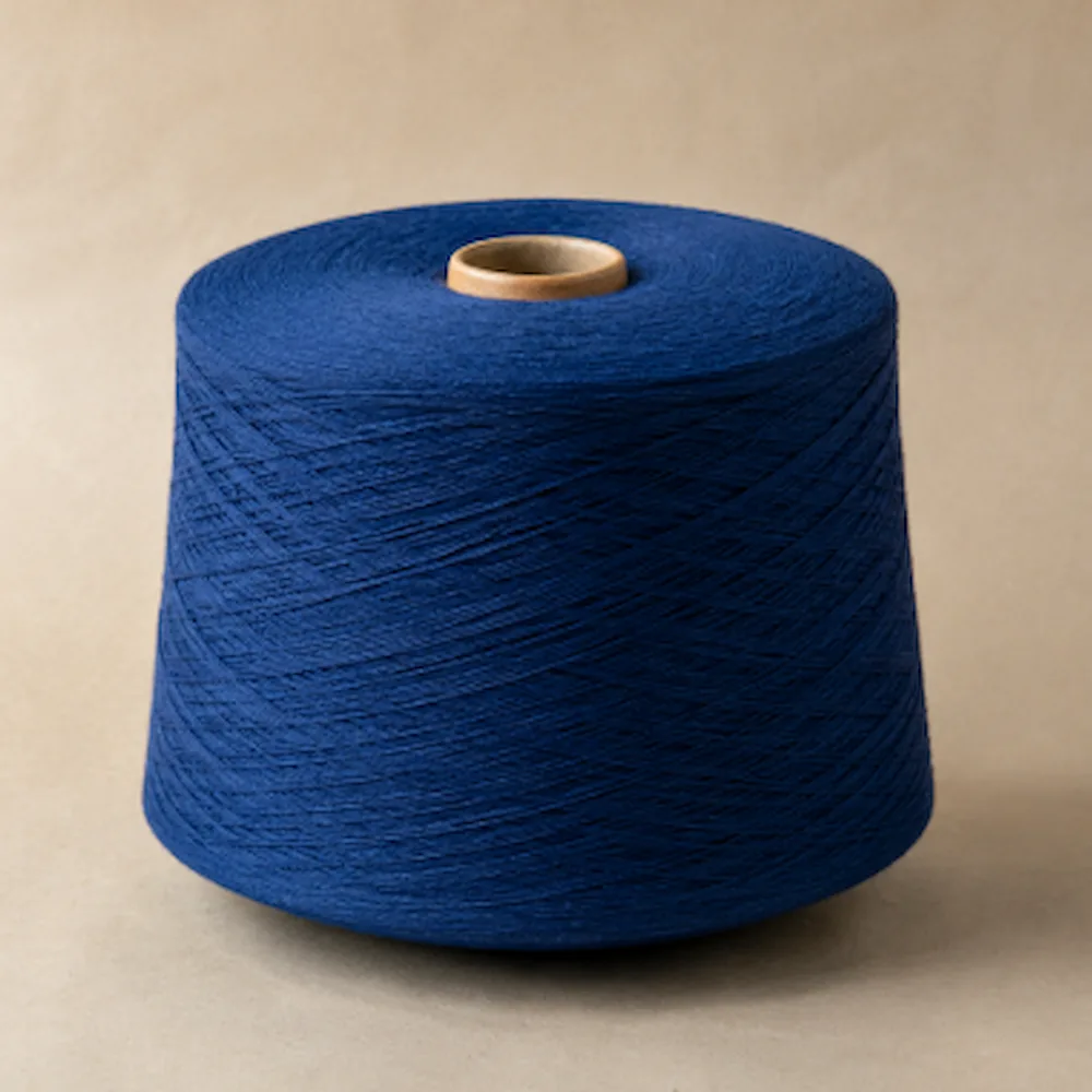 Sợi cotton chải thô xe đôi màu xanh quấn cone cho áo len
