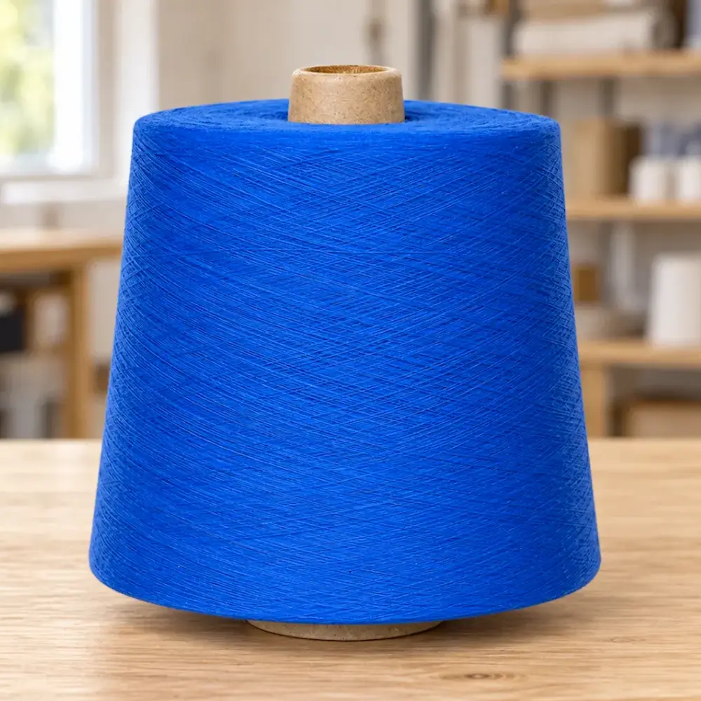 Cone sợi cotton mercerized Ne 30/2 màu xanh